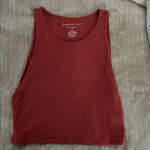 American Eagle Outfitters Red Ribbed Crop Tank Top